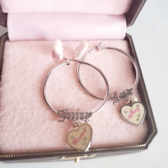 SALE 🥰😀 Juicy Couture Hoop Earrings Silver Tone - Picture 3 of 8